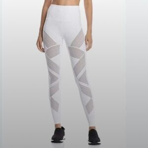 ALO Yoga White High-Rise Moto Ribbed Mesh Panel Leggings -  Small